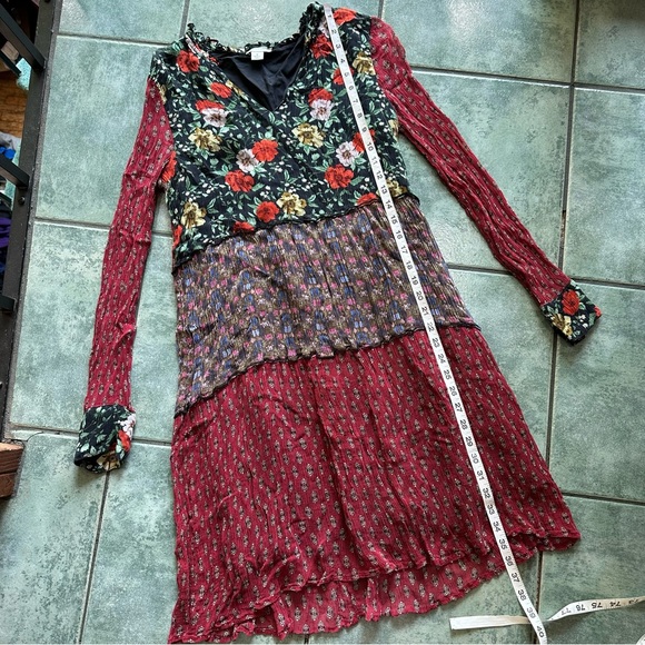 Sundance Patterns of Wonder Long Sleeve Floral Patchwork Hippie Boho Chic Dress - Picture 8 of 10